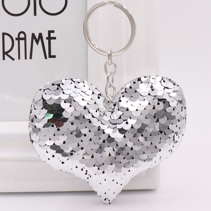 Wholesale Double Sided Reflective Sequin Love Keychain